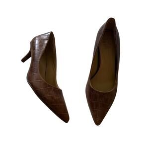 Naturalizer Brown Leather Pointed Toe Pump Size 9 Wide